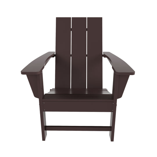 Ashore Modern Folding Poly Adirondack Chair With Square Fire Pit Table Set