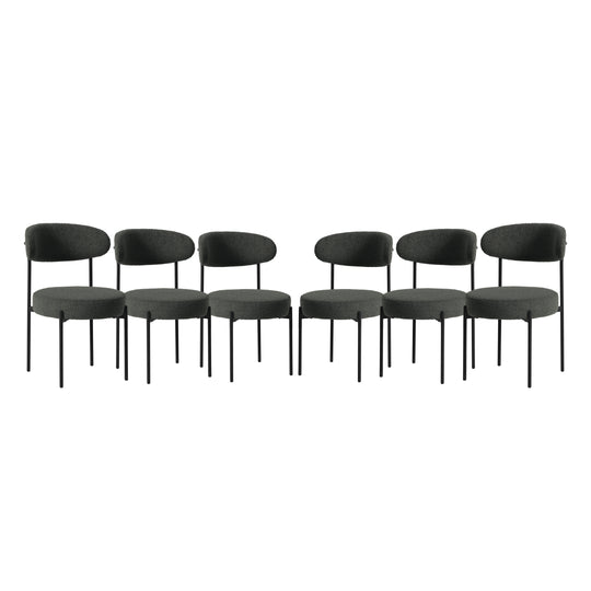 Alexandria Mid-Century Modern Upholstered Sherpa Round Dining Chairs (Set of 6)