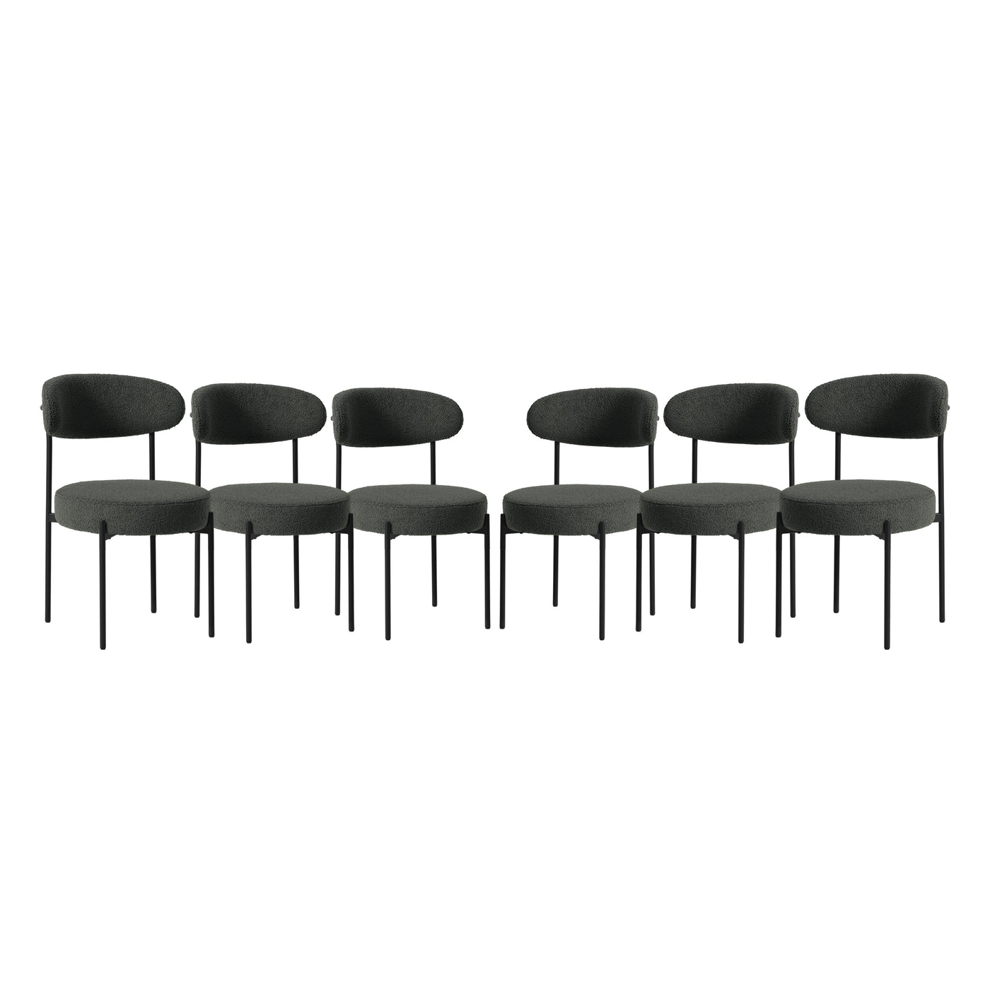 Alexandria Mid-Century Modern Upholstered Sherpa Round Dining Chairs (Set of 6)