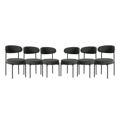 Alexandria Mid-Century Modern Upholstered Sherpa Round Dining Chairs (Set of 6)