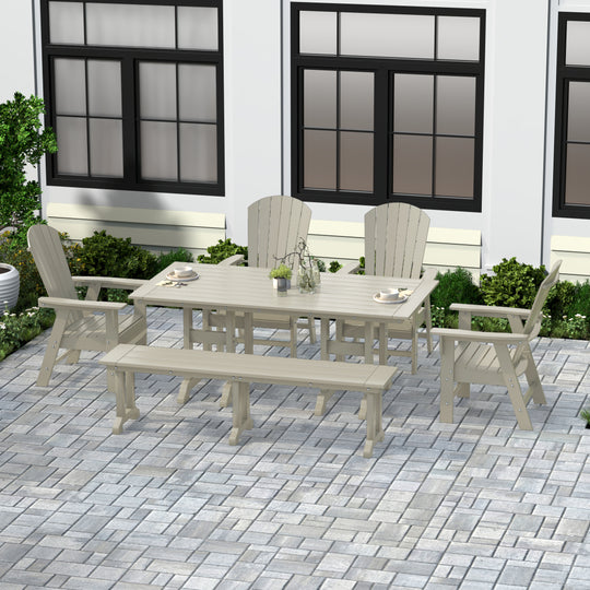 Dylan 6 Piece Outdoor Patio Dining Table and Armchair Dining Bench Set