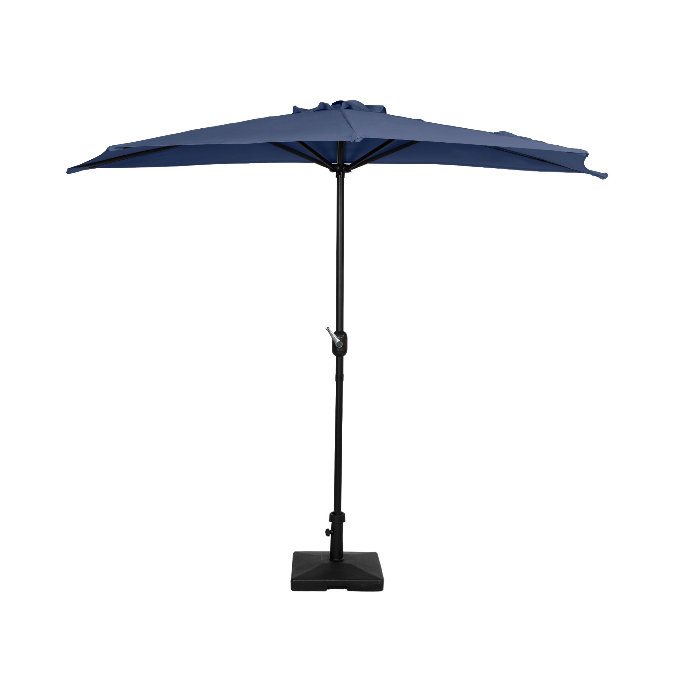 Lanai 9 ft. Aluminum Half Market Crank Lift Patio Umbrella with Base