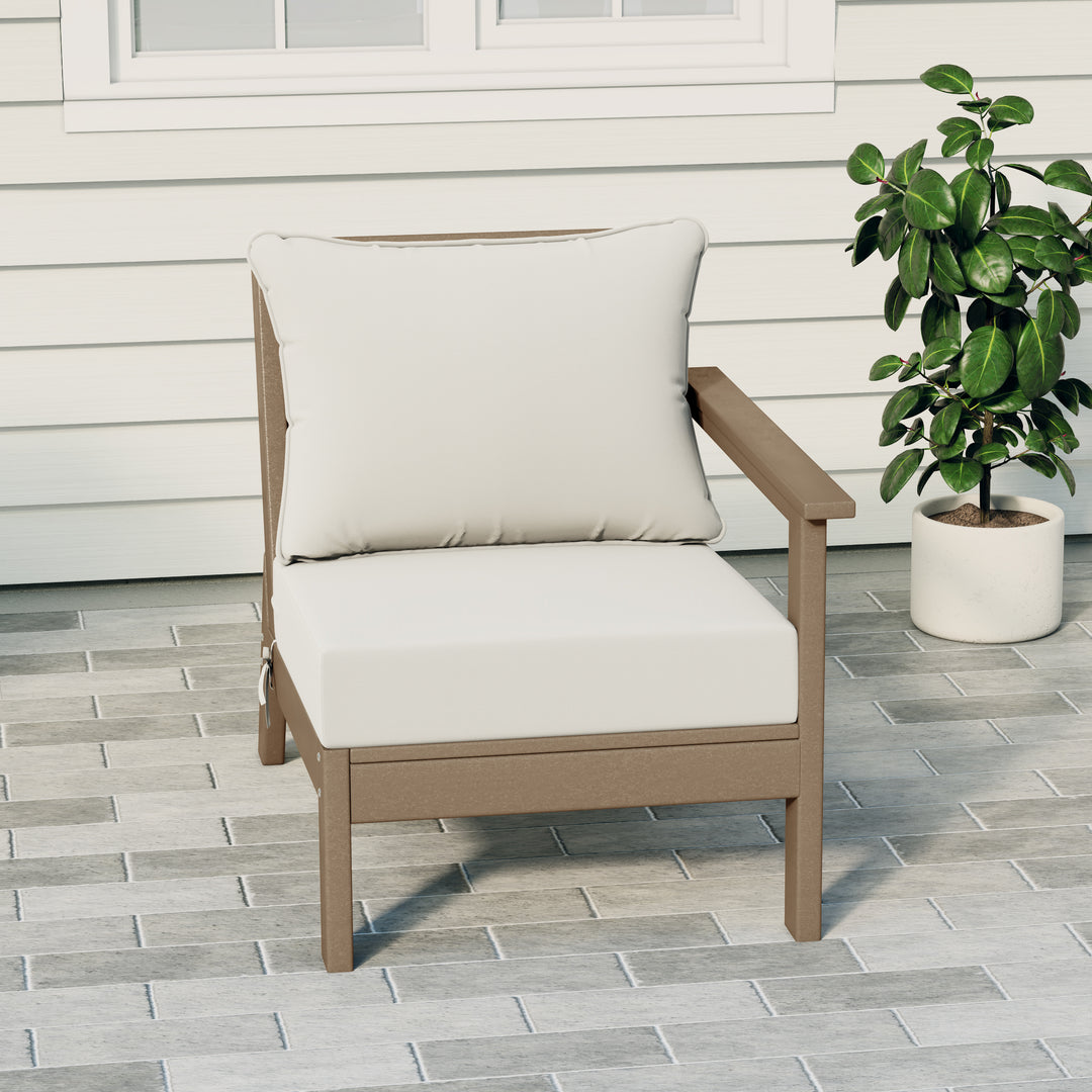 Avalon Outdoor Patio HDPE Right Arm Sectional Corner Club Chair with Patio Cushions