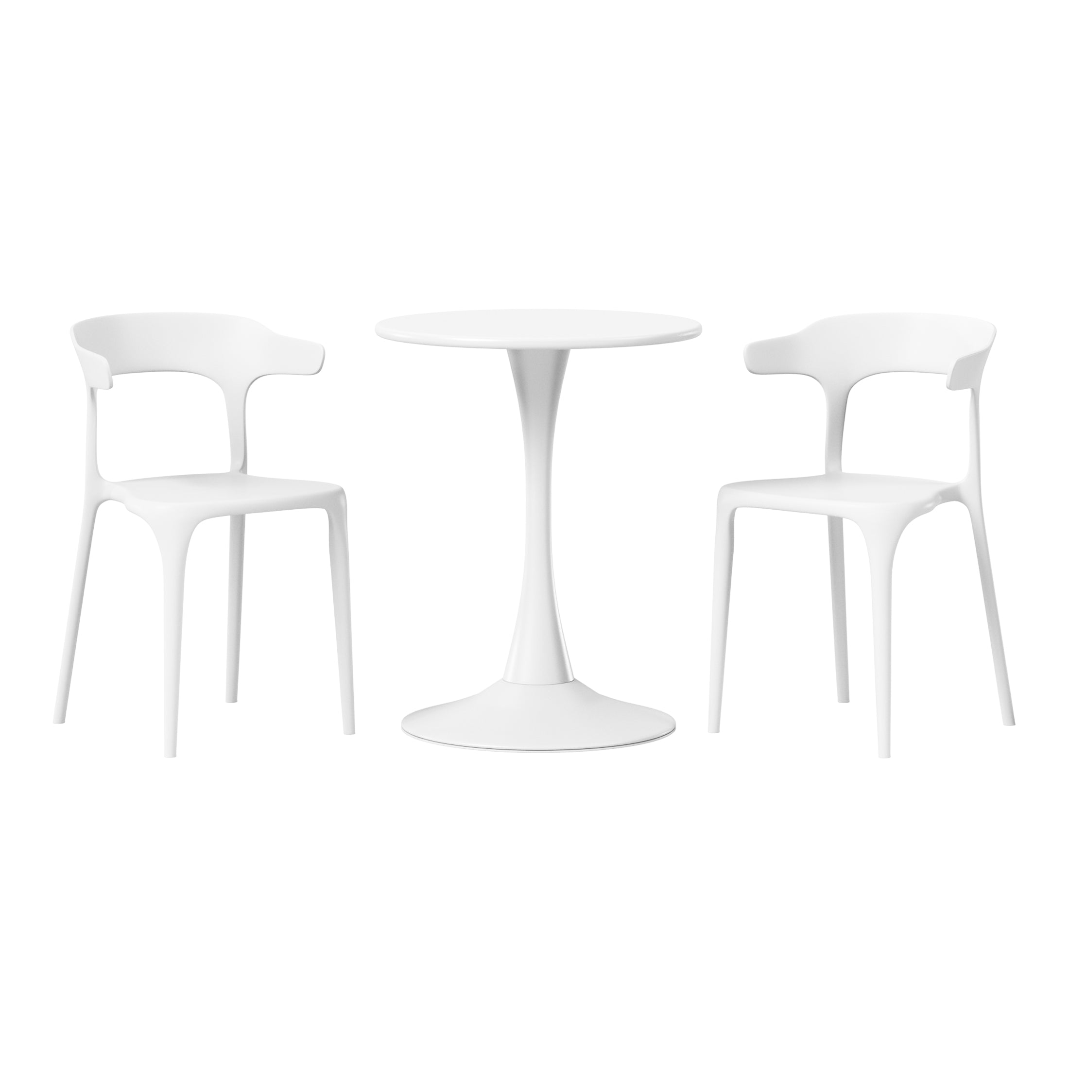Playa 3-Piece Outdoor Metal Patio Dining Table Set With Stackable Modern Patio Side Chairs