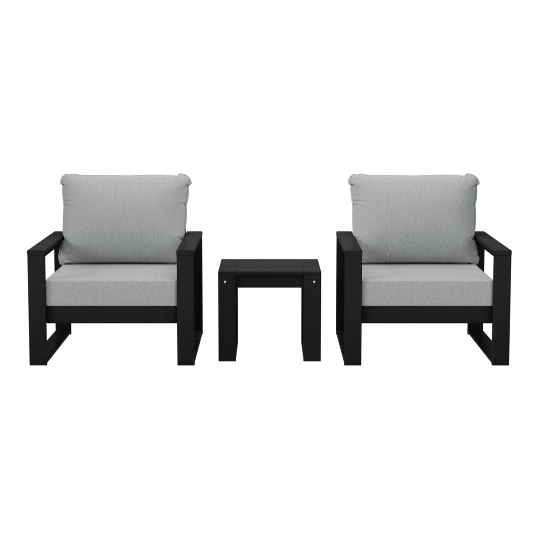 Montara Outdoor Modern 3-Piece HDPE Patio Sofa Set with Side Table