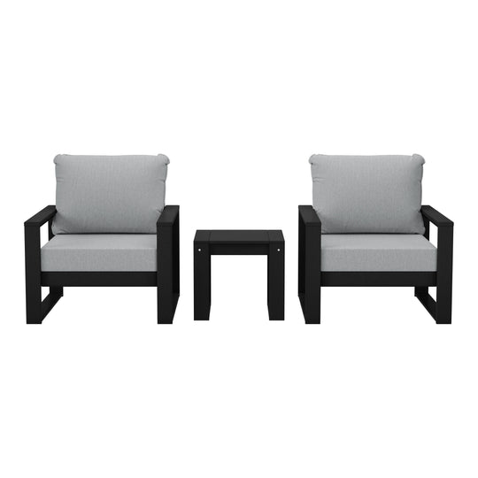 Montara Outdoor Modern 3-Piece HDPE Patio Sofa Set with Side Table