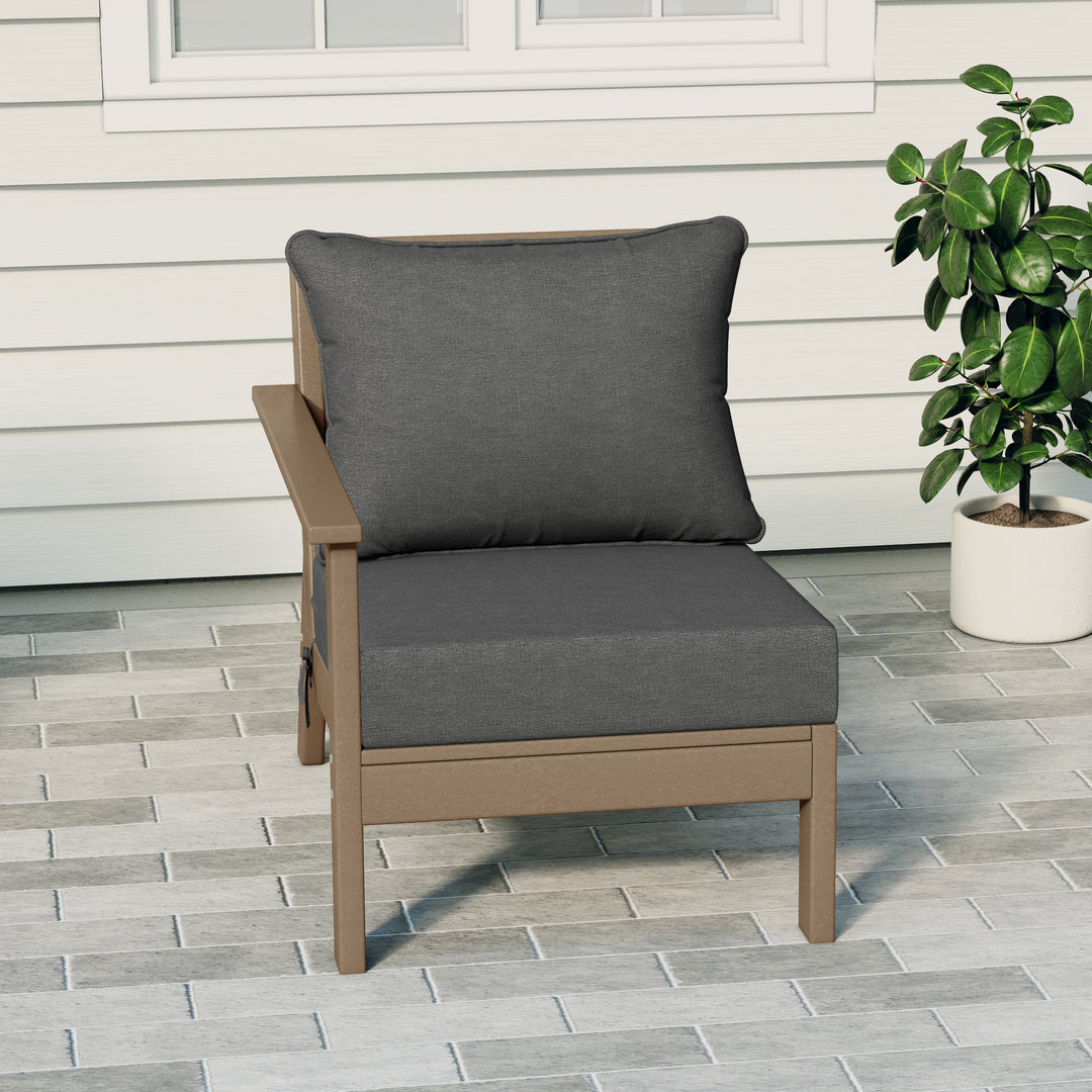 Avalon Outdoor Patio HDPE Left Arm Sectional Corner Club Chair with Patio Cushions