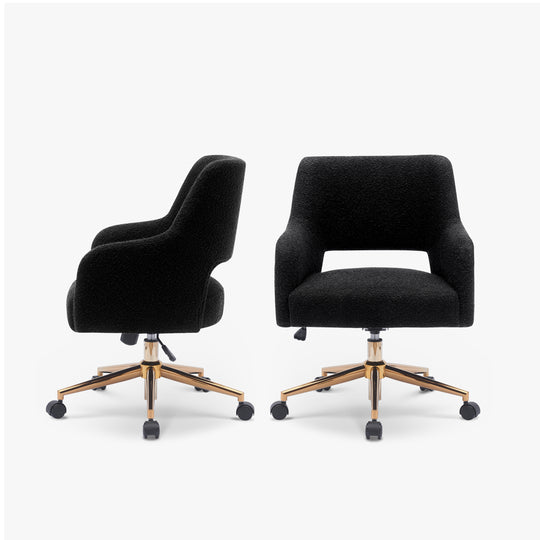 Genevieve Mid-Century Modern Swivel Office Vanity Chair with Wheels (Set of 2)