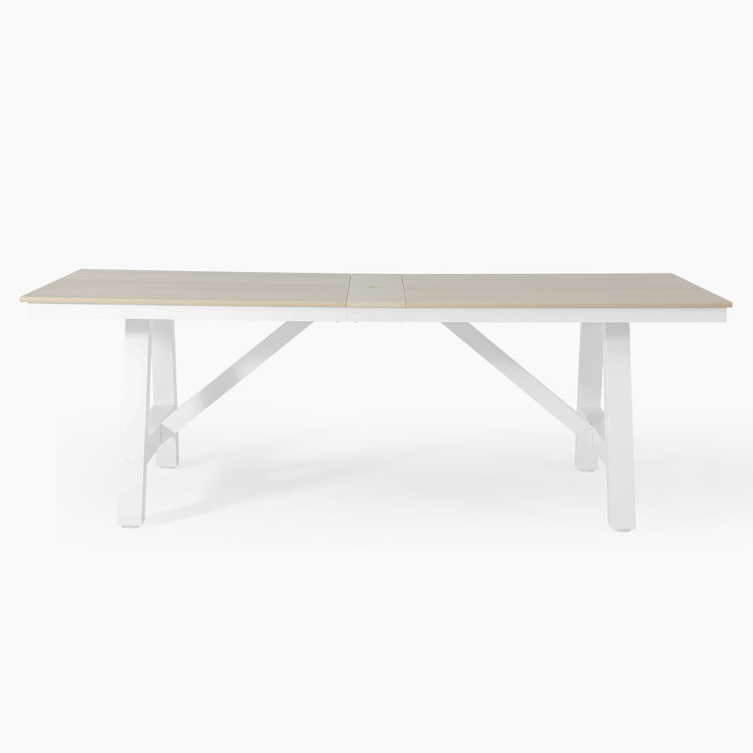 Cape May 90" HDPE Rectangle Outdoor Patio Dining Table With Umbrella Hole and Metal Frame