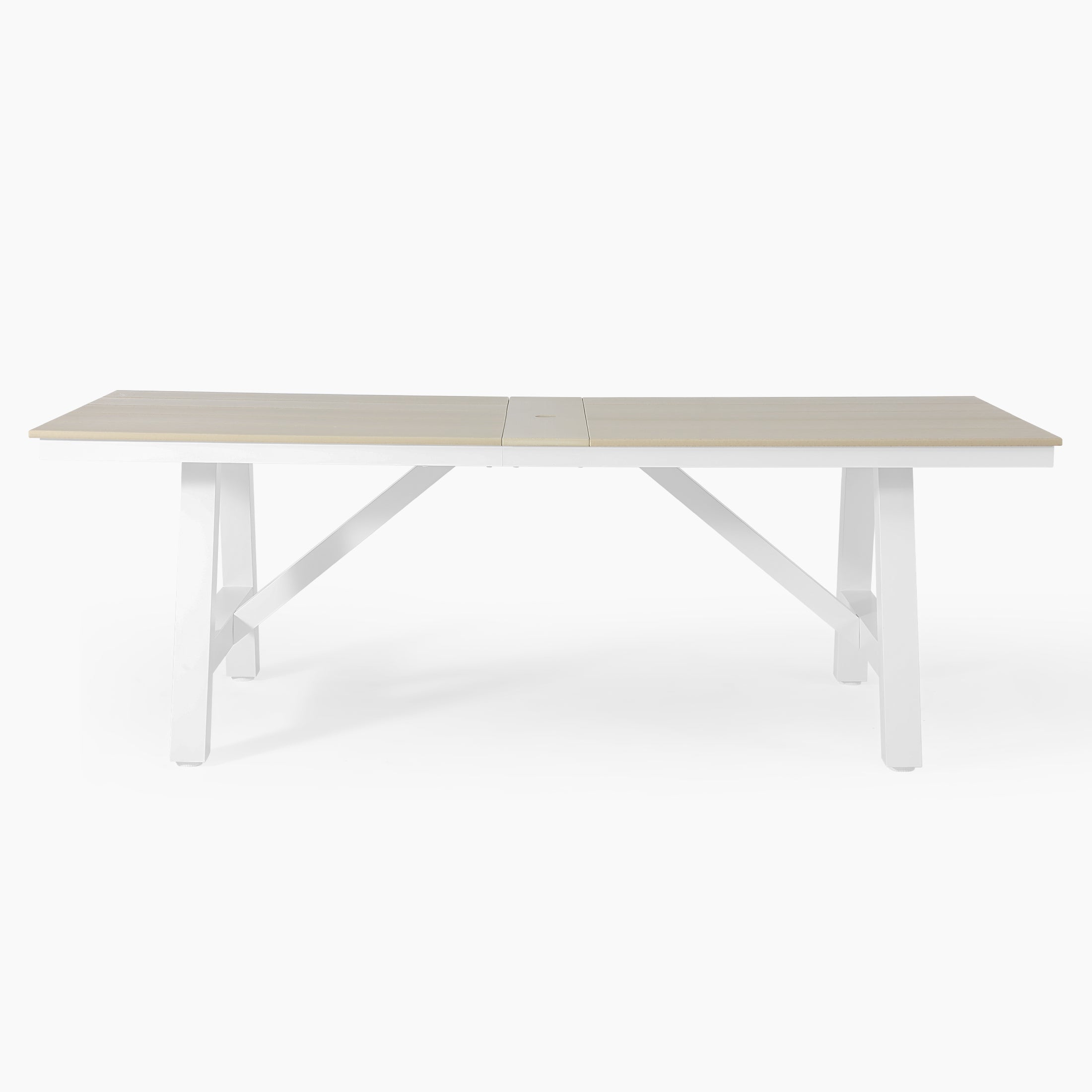 Cape May 90" HDPE Rectangle Outdoor Patio Dining Table With Umbrella Hole and Metal Frame