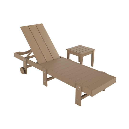 Ashore 2 Piece Modern Poly Reclining Chaise Lounge With Wheels