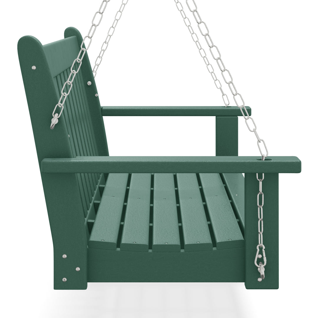Malibu Outdoor Patio HDPE Hanging Front Porch Swing Bench