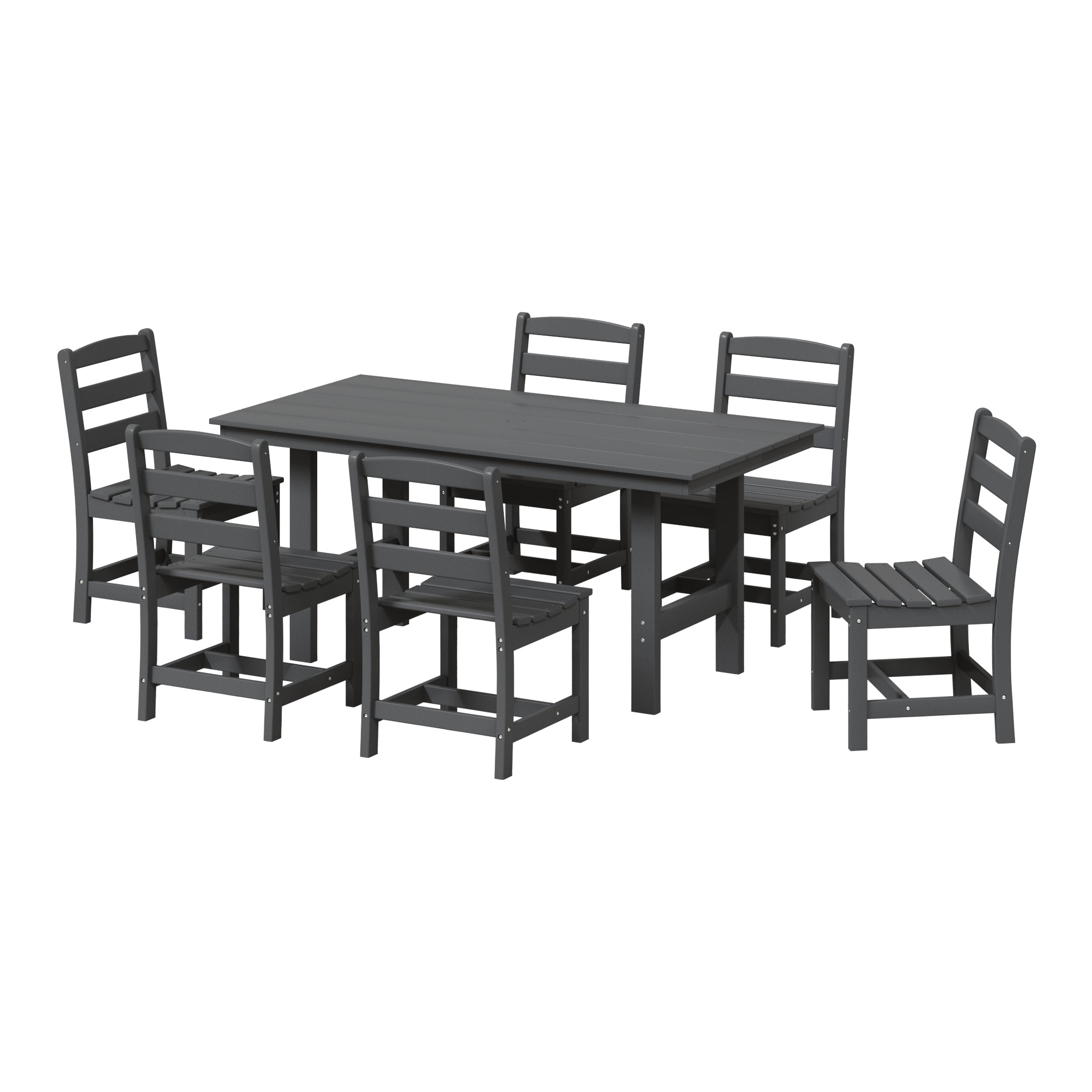Ashore 7-Piece HDPE Outdoor Rectangular Patio Dining Table Set with Side Chairs