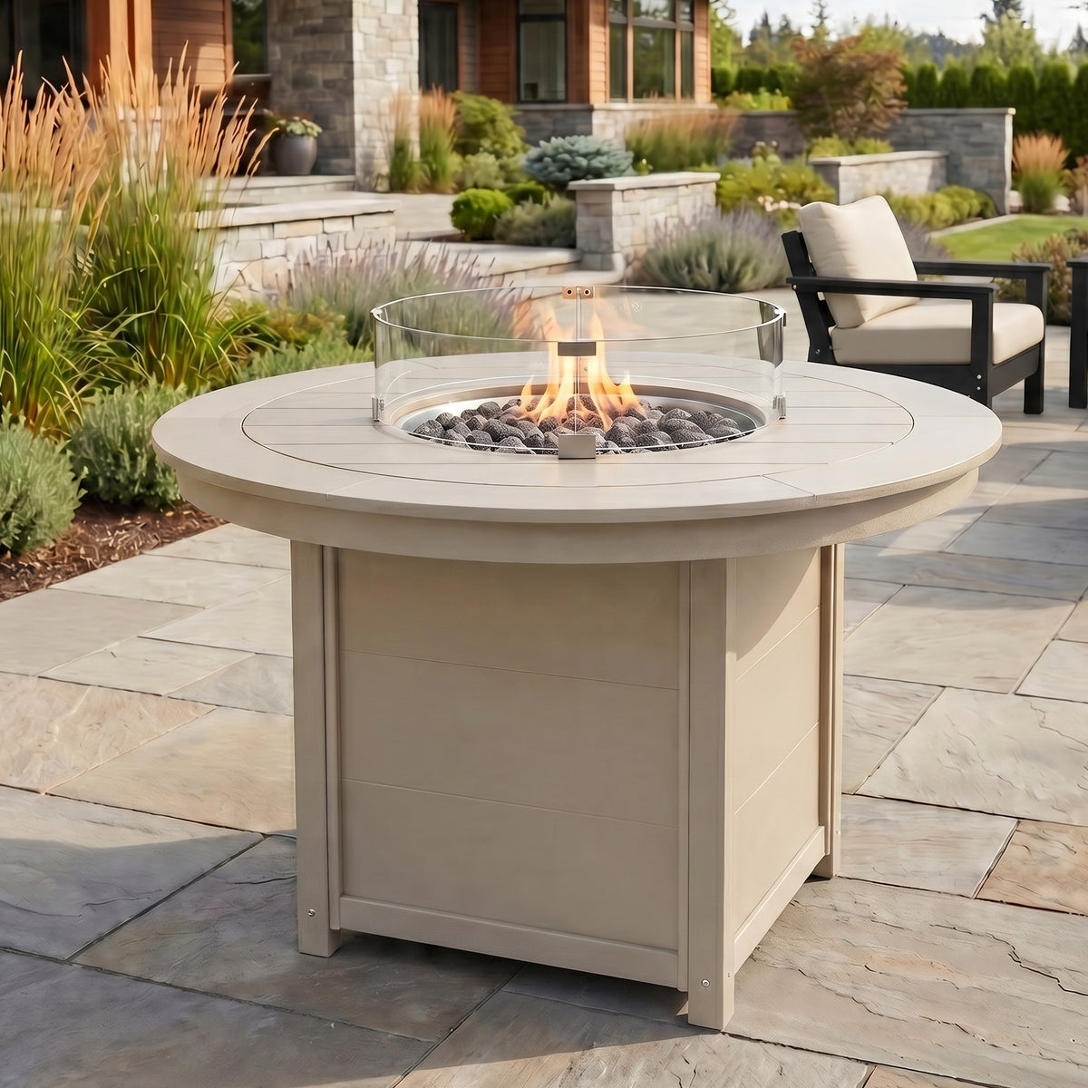 Helios 47" Modern Outdoor Patio Propane Gas Round Fire Pit Table