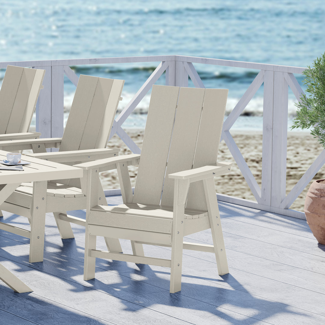 Ashore Outdoor Patio HDPE Plastic Modern Adirondack Dining Chair