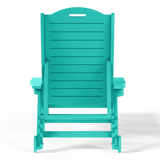 Aruba Outdoor HDPE Patio Chaise Lounge With Wheels & Cup Holder