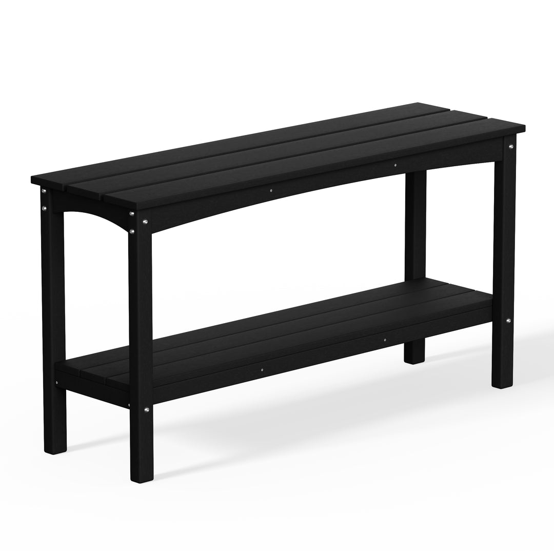 Malibu 55" Outdoor Patio HDPE Adirondack 2-Tier Shelf Console Table