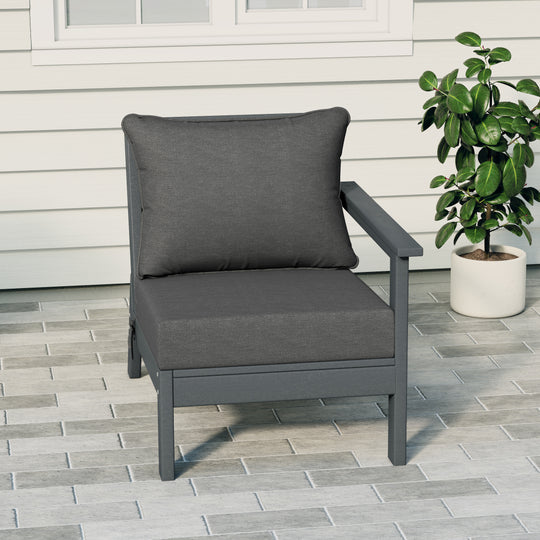 Avalon Outdoor Patio HDPE Right Arm Sectional Corner Club Chair with Patio Cushions