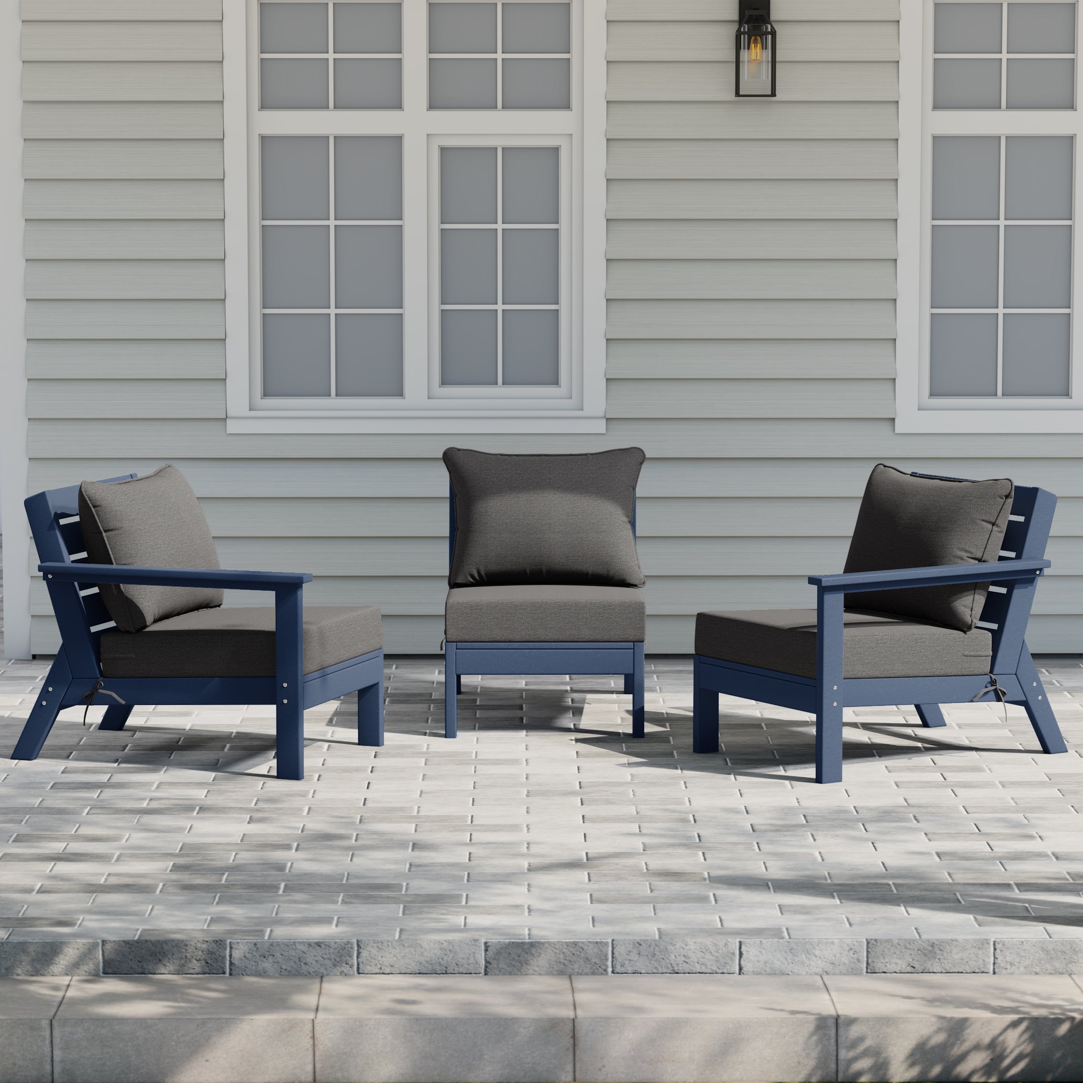 Avalon Outdoor Patio HDPE Sectional Sofa with Patio Cushions