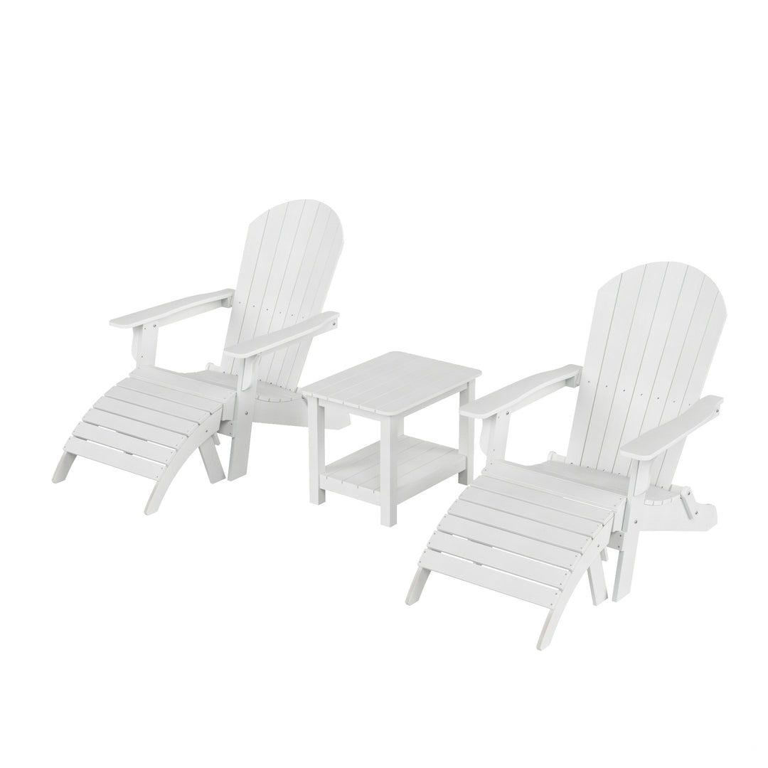 Tuscany HIPS 5-Piece Outdoor Folding Adirondack Chair With Side Table and Folding Ottoman Set