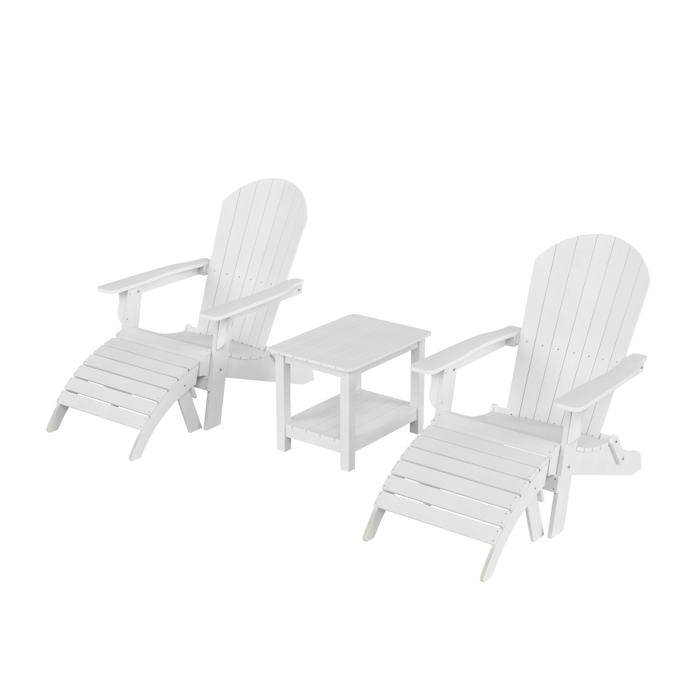 Tuscany 5-Piece Outdoor Folding Adirondack Seashell Chair With Folding Ottoman And Side Table