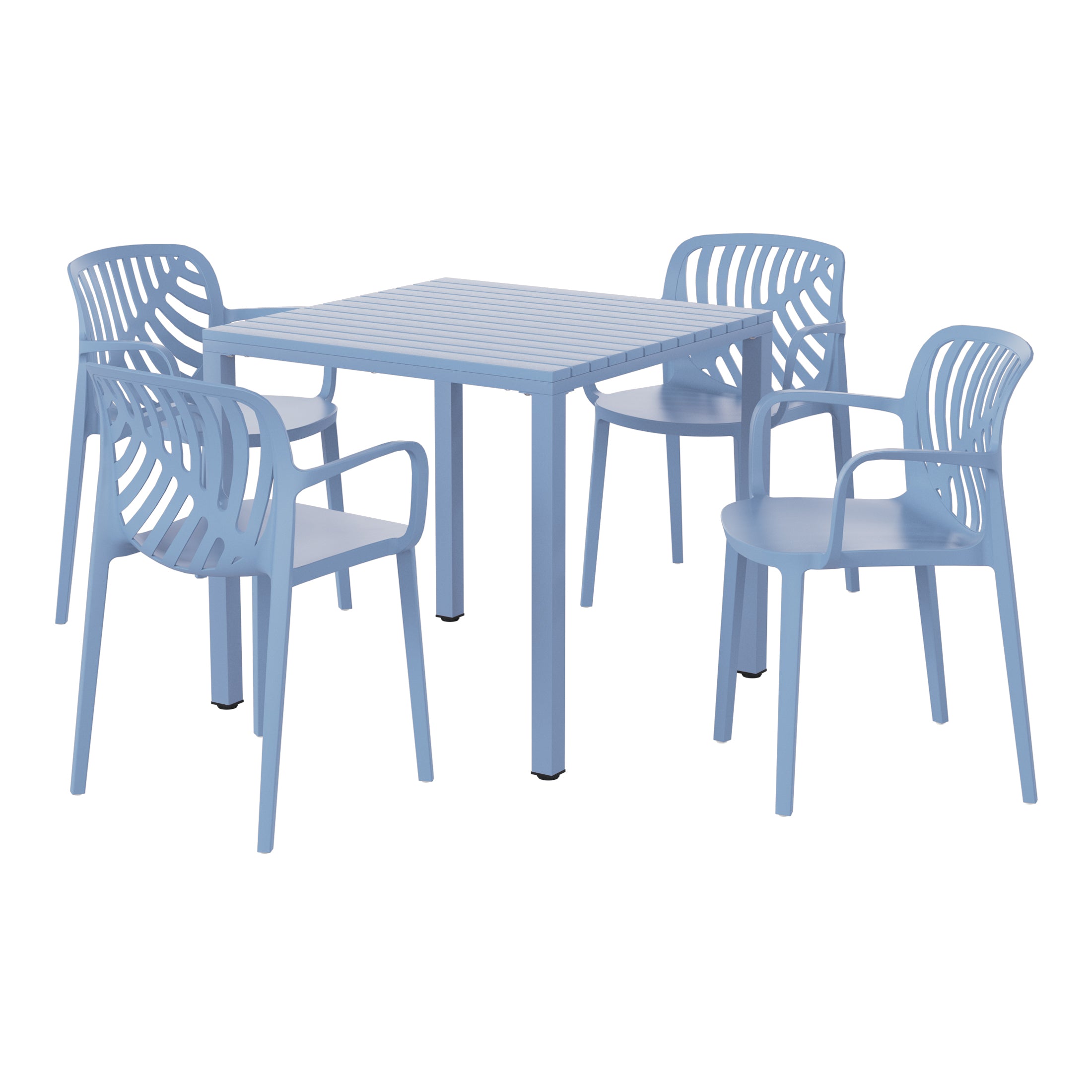 Playa 5-Piece Outdoor Square Dining Table Patio Set with Stackable Patio Dining Chairs