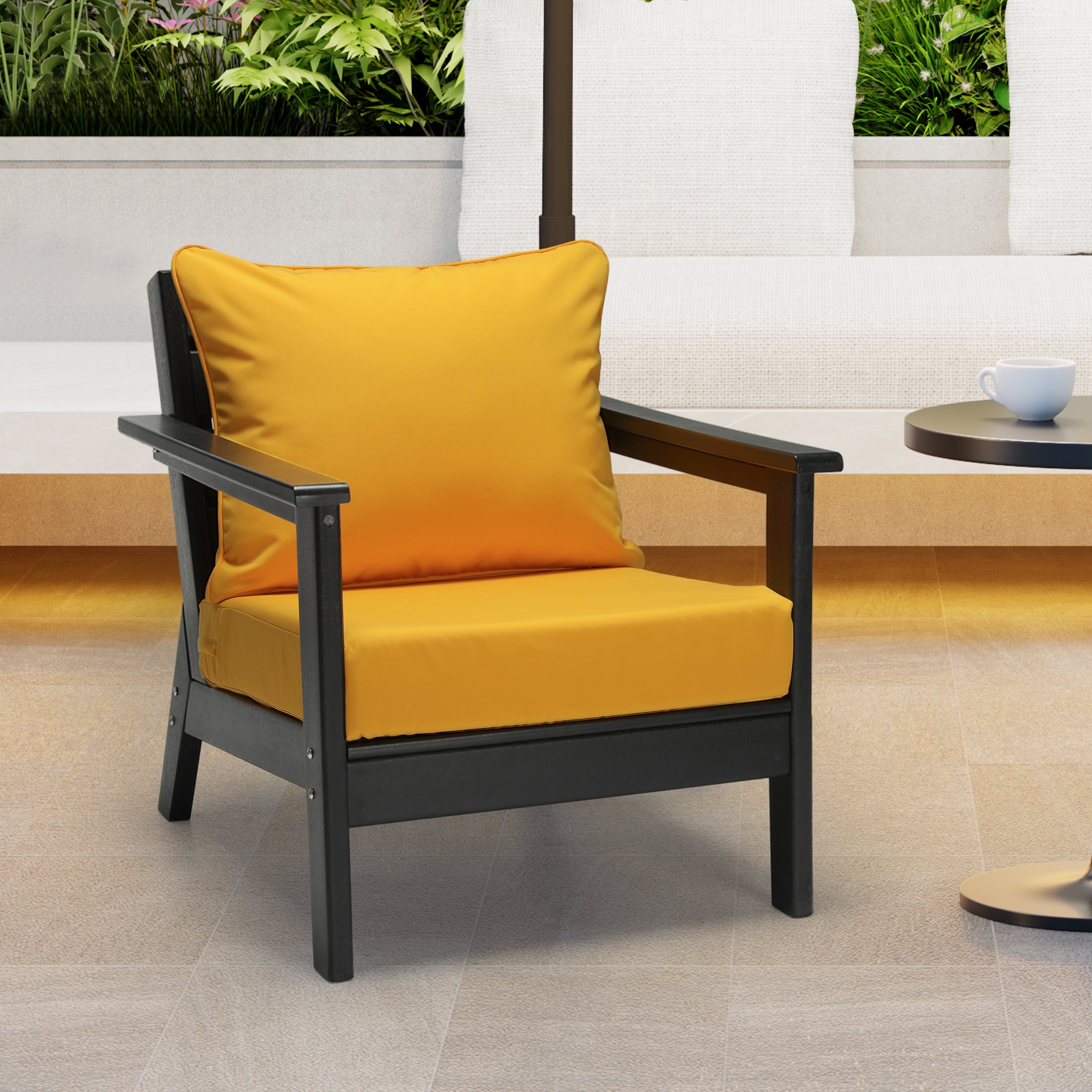 Solace Water Repellent Outdoor 2-Piece Deep Set Patio Seat Back Chair Cushions, 25" x 25"