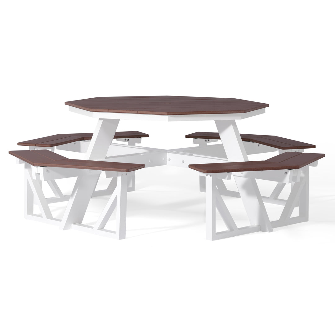 Outdoor 48" HDPE 8-Person Patio Octagon Picnic Table