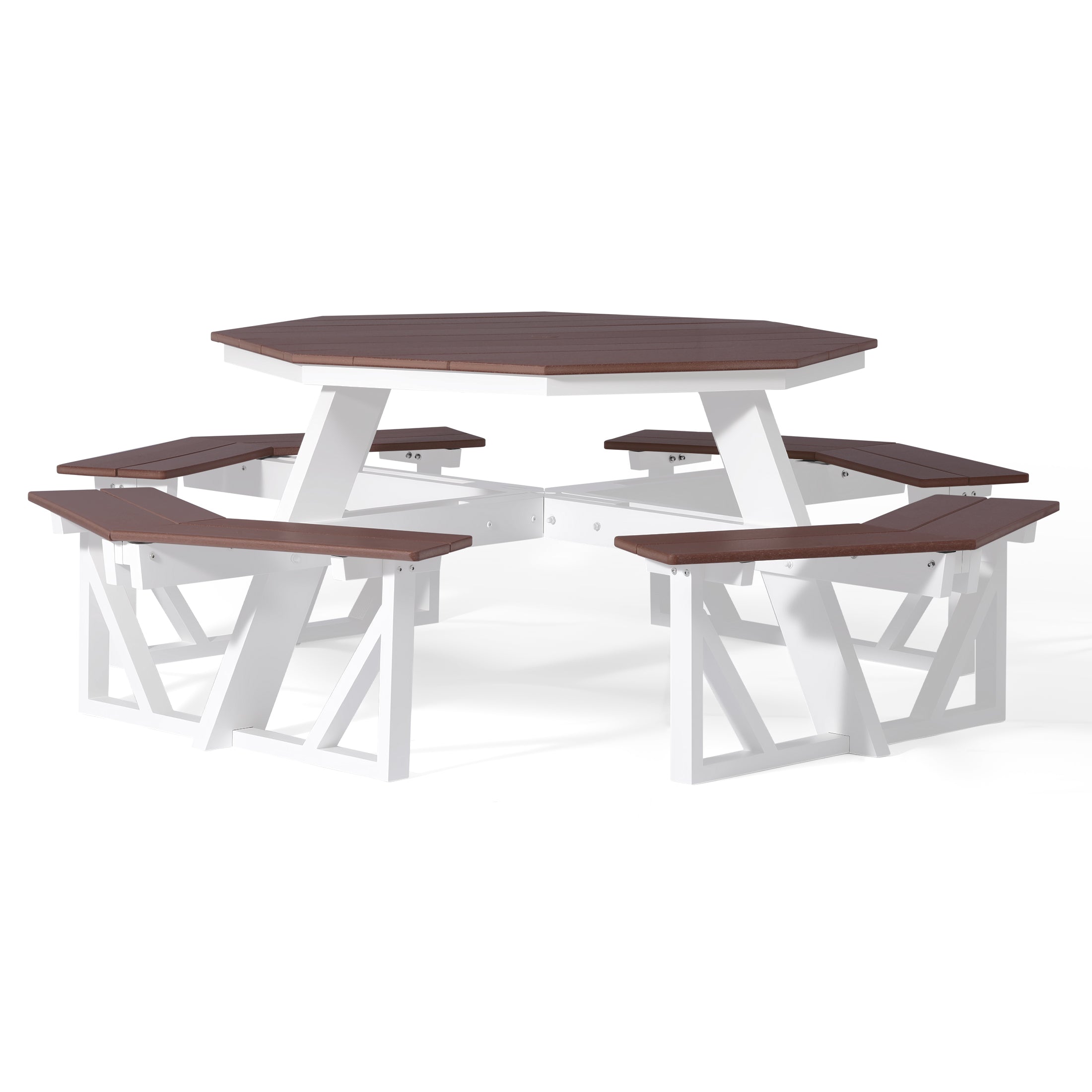 Greenville Outdoor 48" HDPE 8-Person Patio Octagon Picnic Table