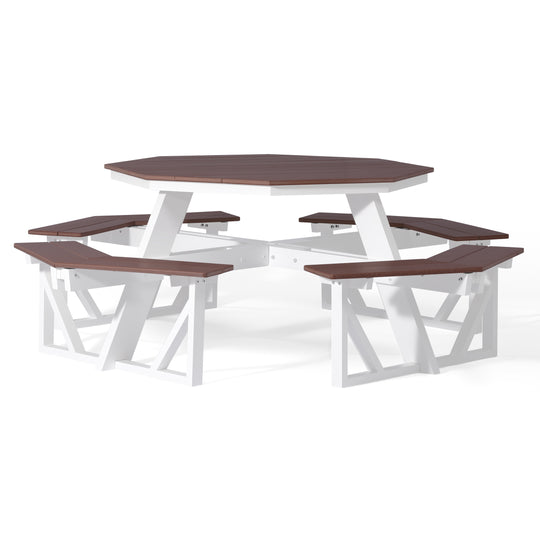 Outdoor 48" HDPE 8-Person Patio Octagon Picnic Table