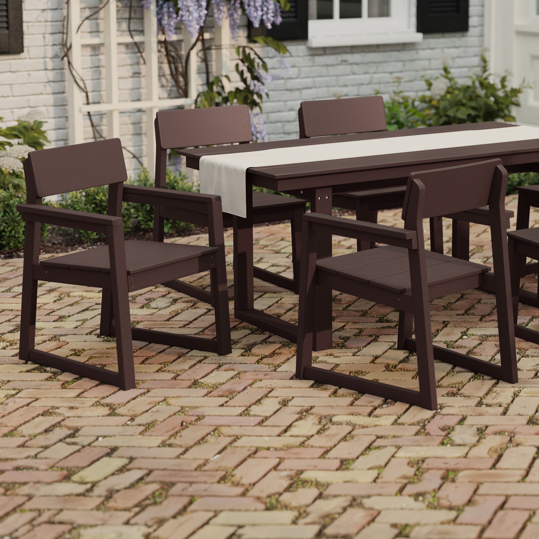 Paloma Modern HDPE Outdoor Patio Dining Arm Chairs (Set of 2)