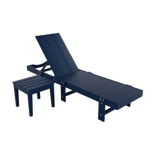 Ashore 2 Piece Modern Poly Reclining Chaise Lounge With Wheels