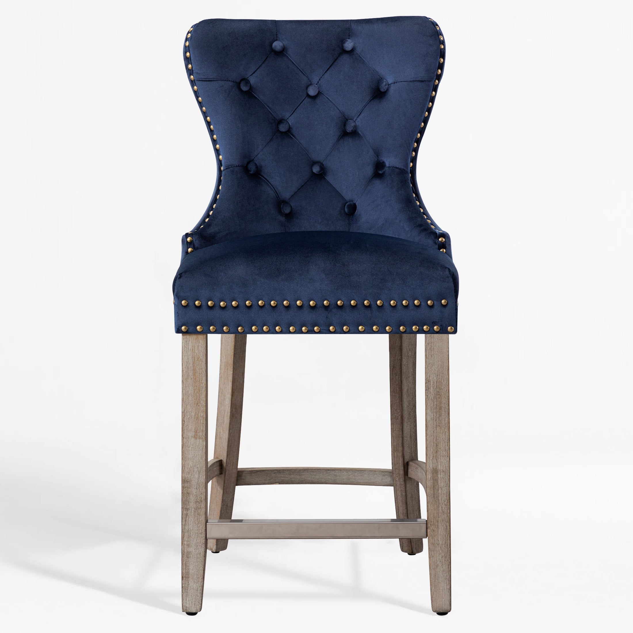 Wordford 24" Tufted Velvet Counter Stool, Antique Gray