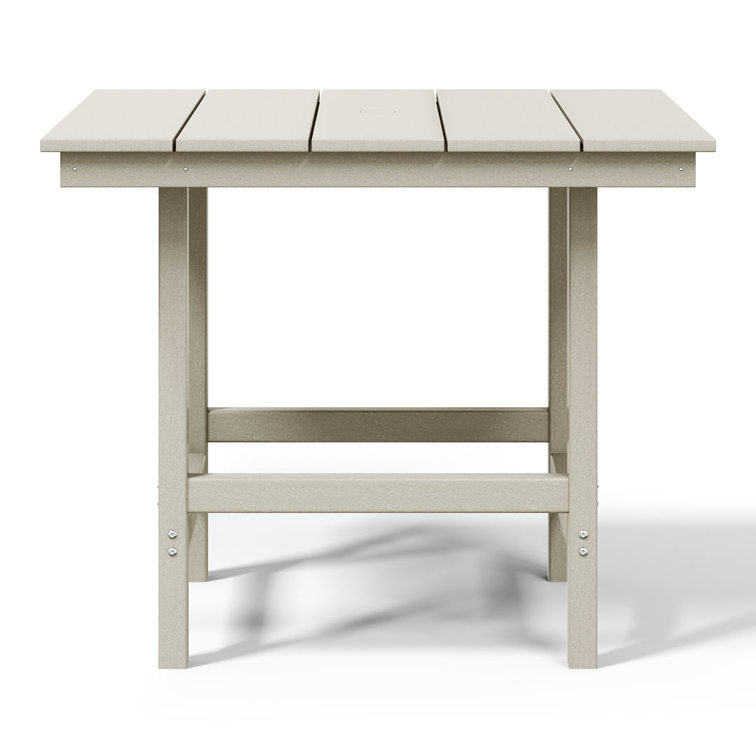 Ashore Outdoor HDPE 36" Square Patio Dining Table with Umbrella Hole