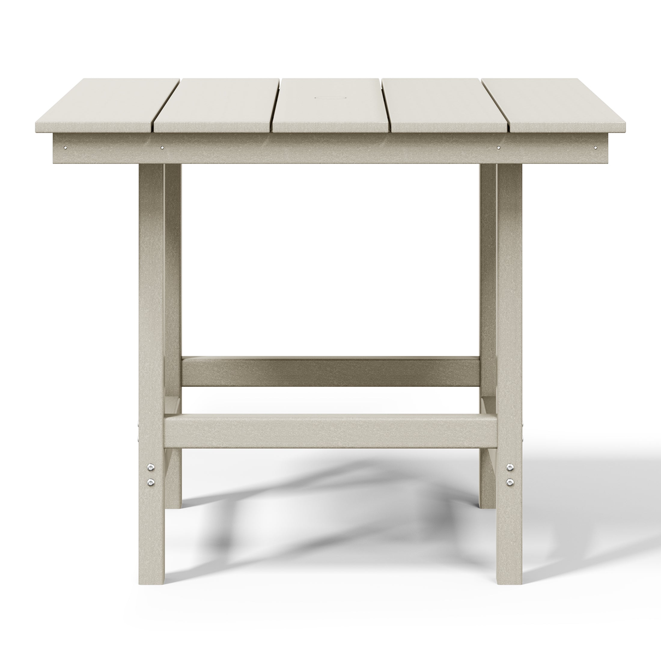 Ashore Outdoor HDPE 36" Square Patio Dining Table with Umbrella Hole