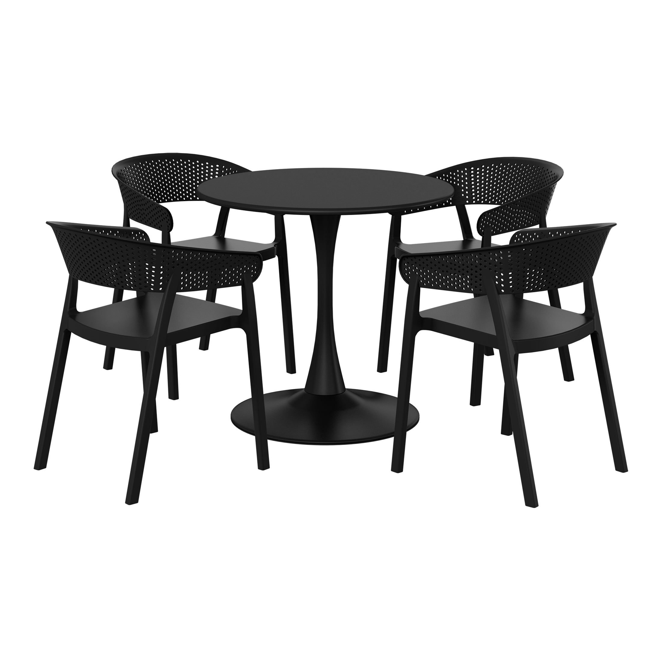 Playa 5-Piece Indoor Outdoor Metal Patio Dining Table Set With Stackable Patio Chairs