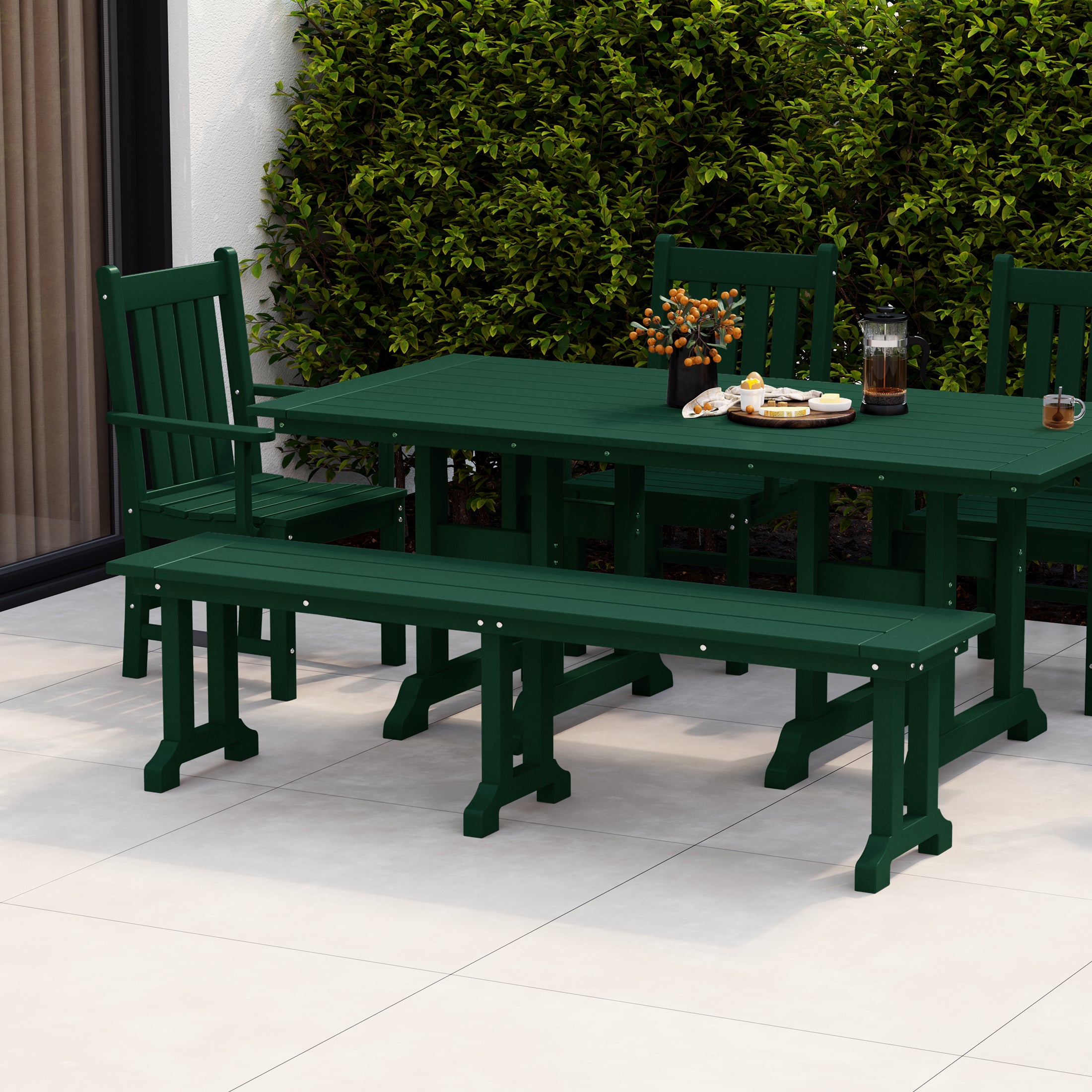 Malibu 65" Outdoor Patio Trestle Dining Bench
