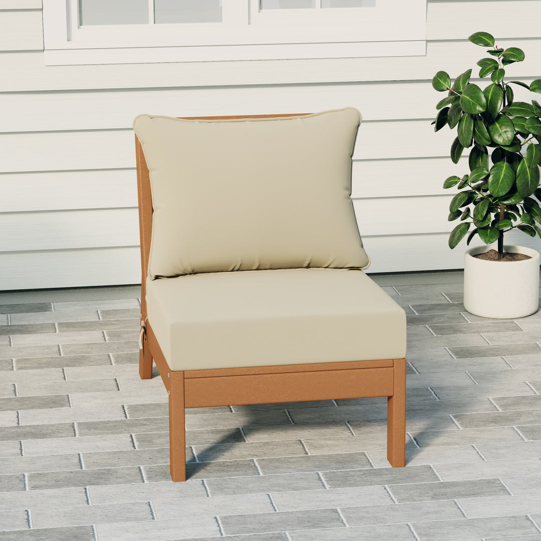 Avalon Outdoor HDPE Deep Seating Modular Armless Patio Chair with Patio Cushions