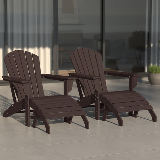 Dylan Outdoor Adirondack Chair With Ottoman 4-Piece Set