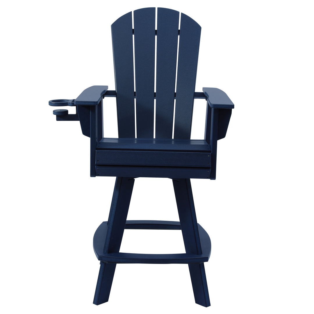Malibu Outdoor HDPE Swivel Adirondack Bar Height Chair With Cup Holder