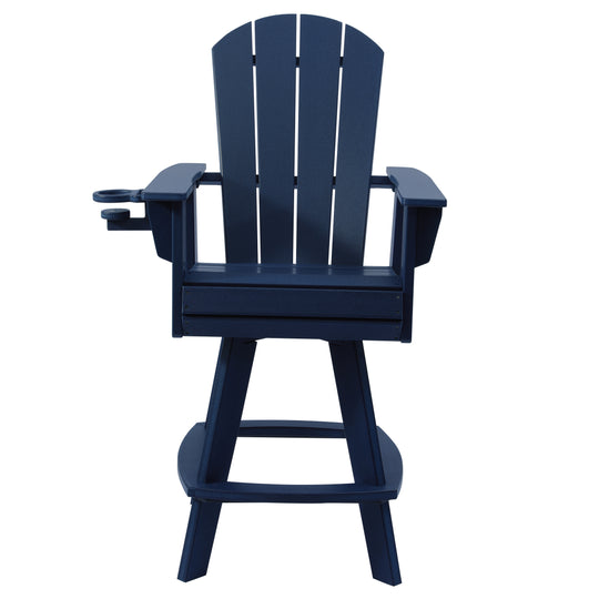 Malibu Outdoor HDPE Swivel Adirondack Bar Height Chair With Cup Holder