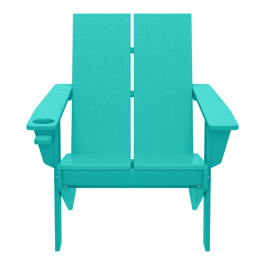 Riviera Outdoor HDPE Modern Adirondack Chair with Cup Holder (Set of 4)