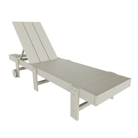 Ashore Modern Poly Reclining Chaise Lounge With Wheels