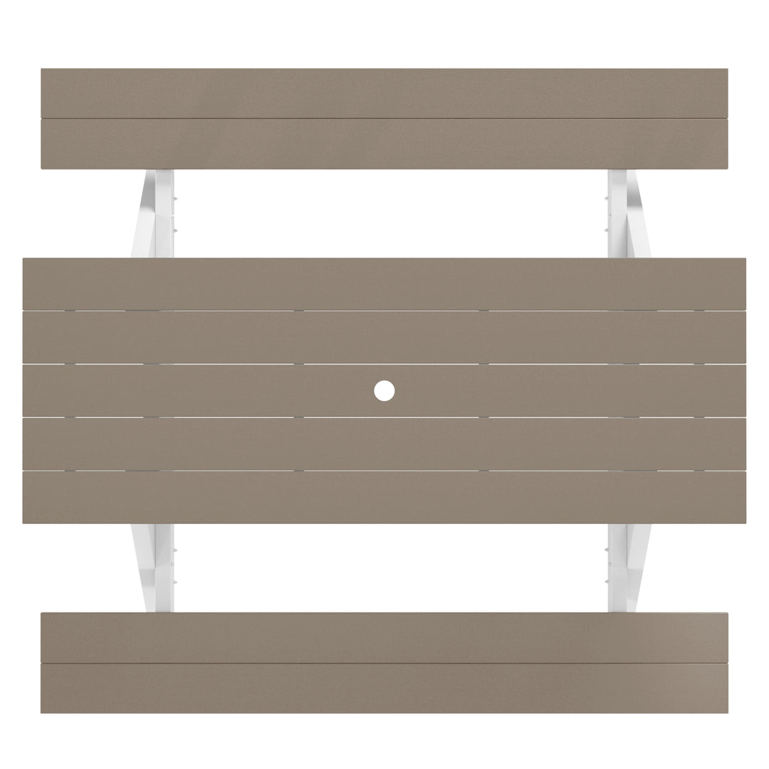 Greenville Outdoor 70" HDPE Plastic Picnic Table Bench With Umbrella Hole