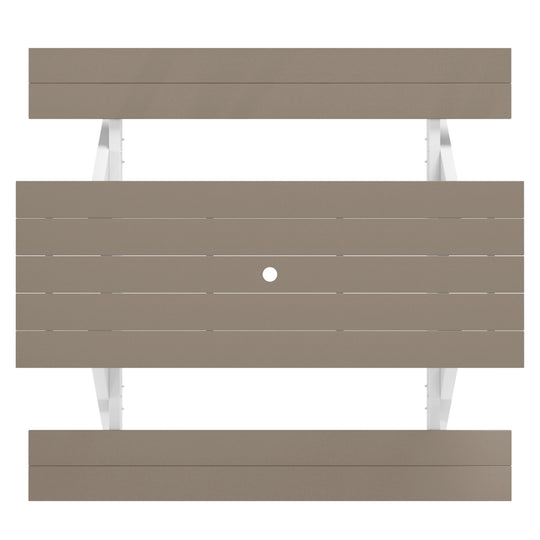 Greenville Outdoor 70" HDPE Plastic Picnic Table Bench With Umbrella Hole