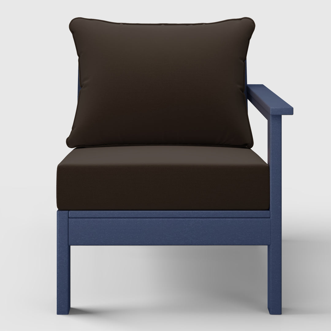 Avalon Outdoor Patio HDPE Right Arm Sectional Corner Club Chair with Patio Cushions