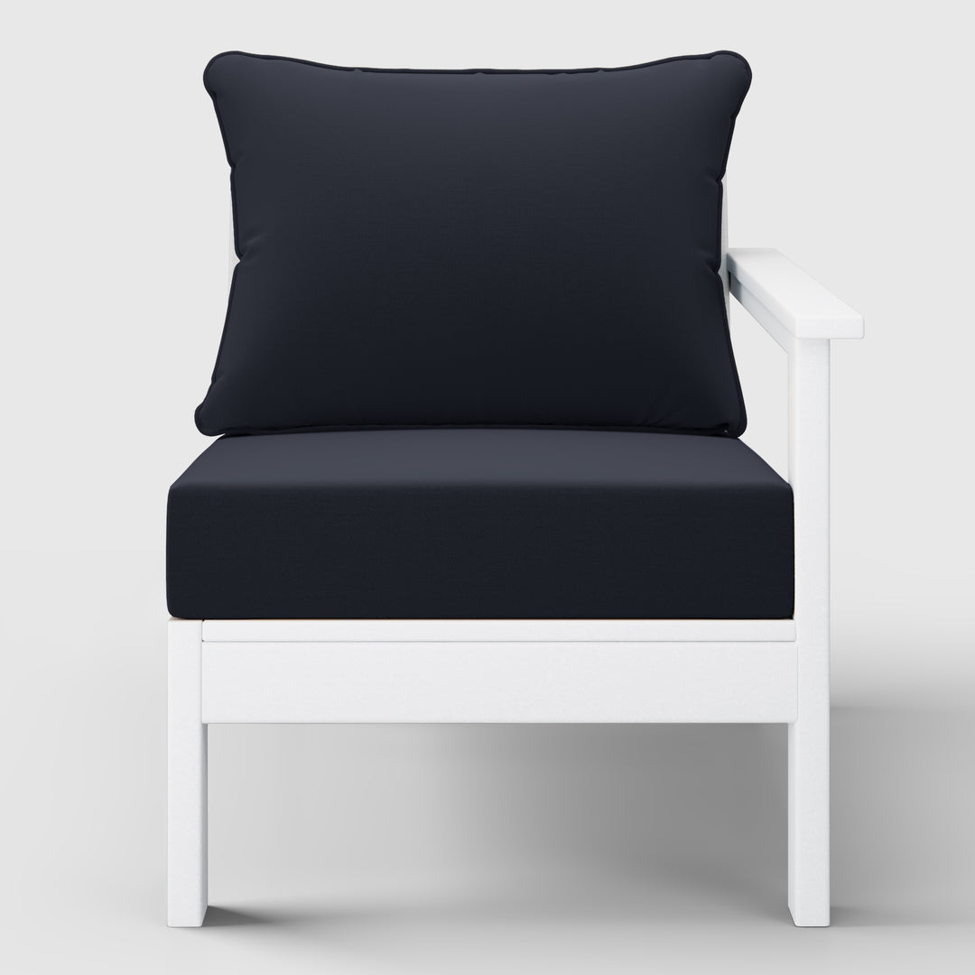 Avalon Outdoor Patio HDPE Right Arm Sectional Corner Club Chair with Patio Cushions