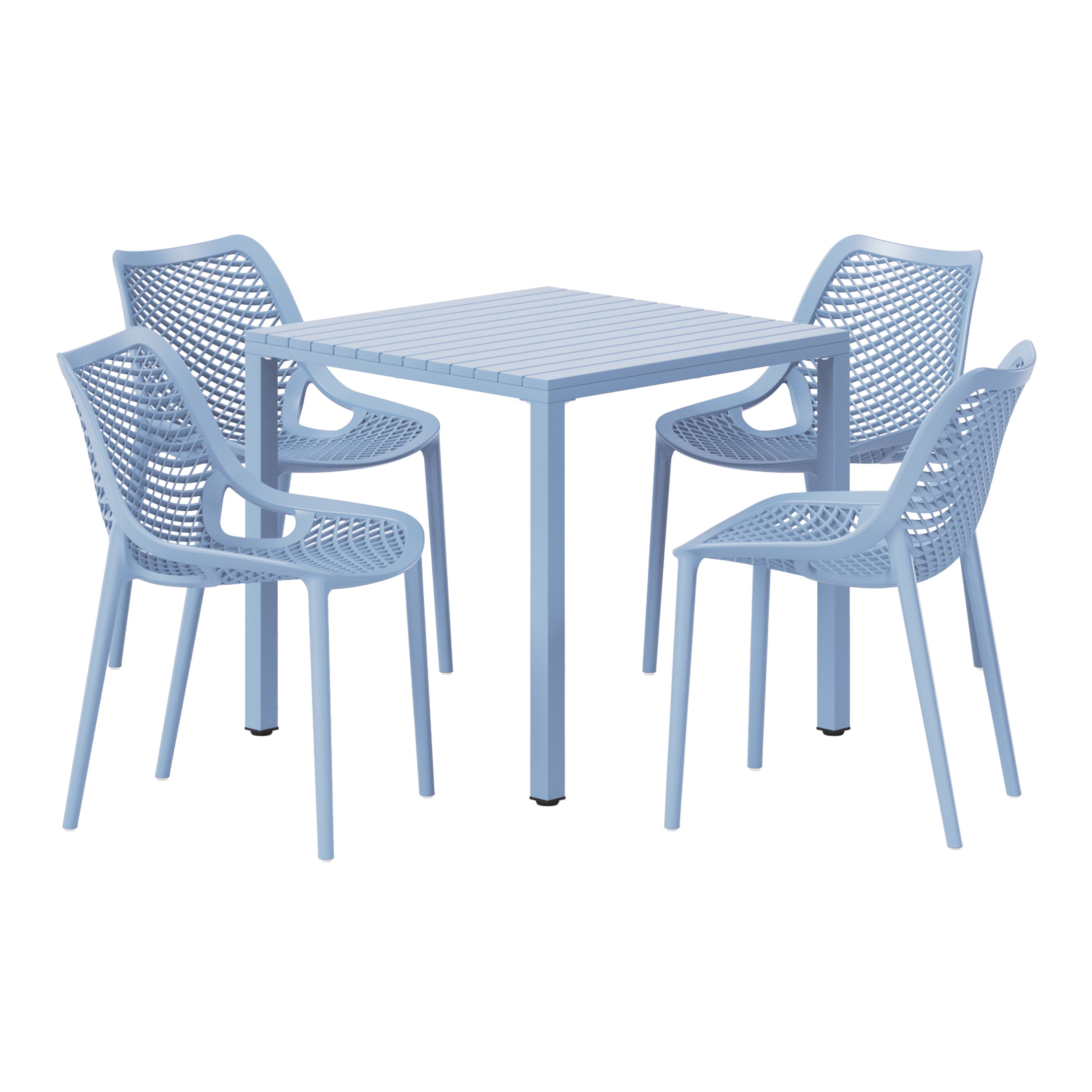 Playa 5-Piece Outdoor Patio Metal Frame Dining Table Set with Stackable Patio Dining Chairs