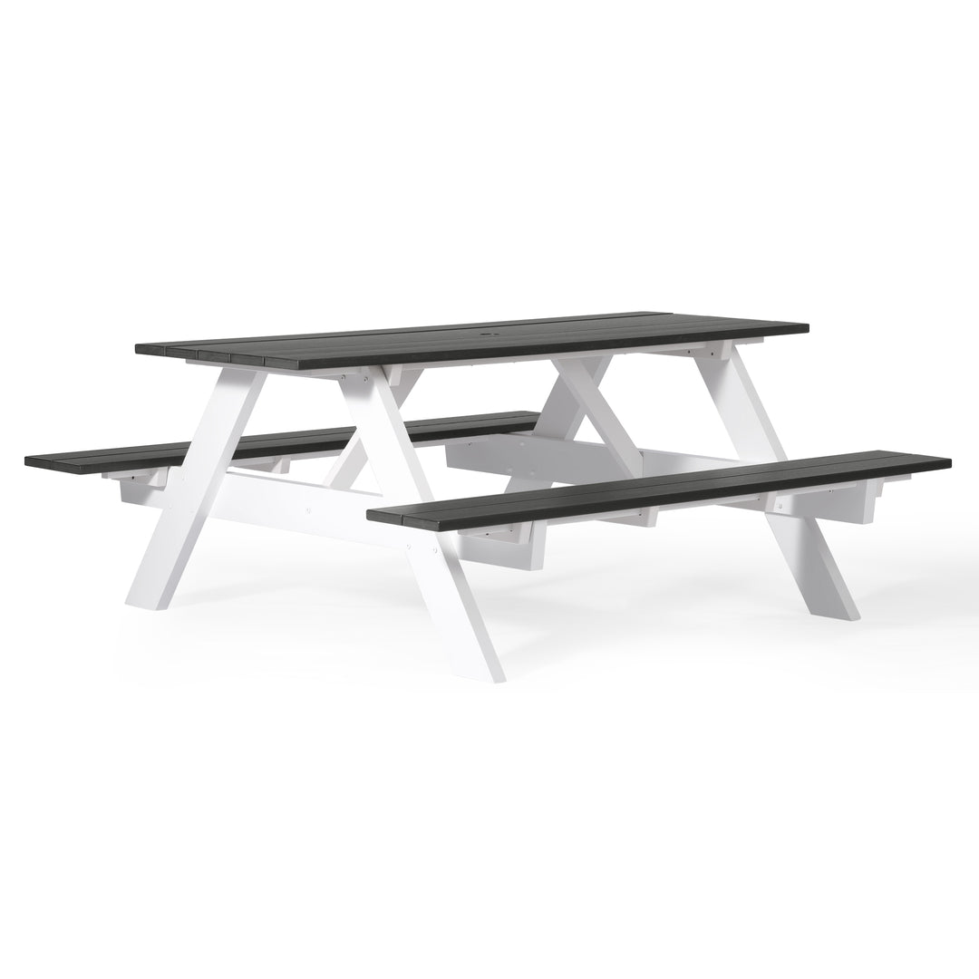 Greenville Outdoor 70" HDPE Plastic Picnic Table Bench With Umbrella Hole