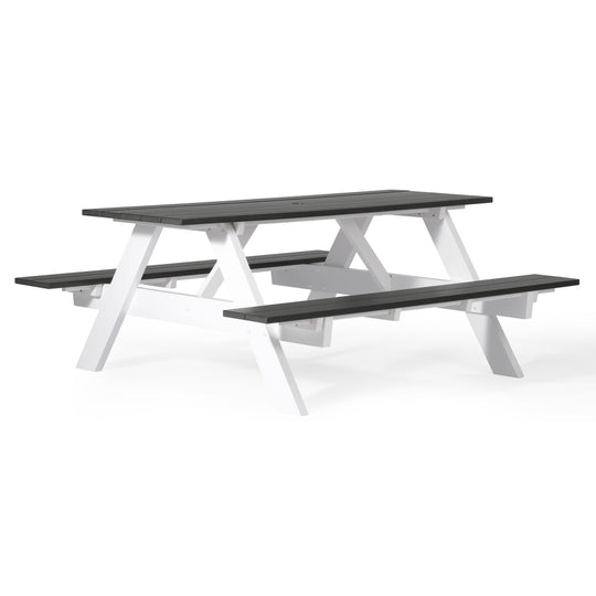 Greenville Outdoor 70" HDPE Plastic Picnic Table Bench With Umbrella Hole